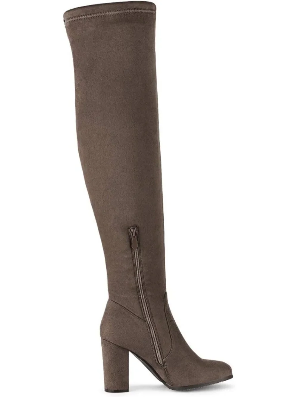 Chic Thigh High Over The Knee Fashion Boots | Block Mid Heel | Sexy Faux Fur